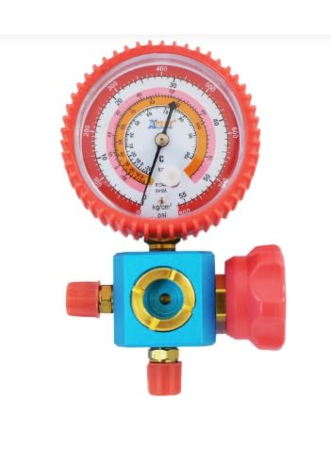 Xpert Single High-Pressure Service Manifold gauge suitable for R22, R134a, R410A, R404A - Image 1